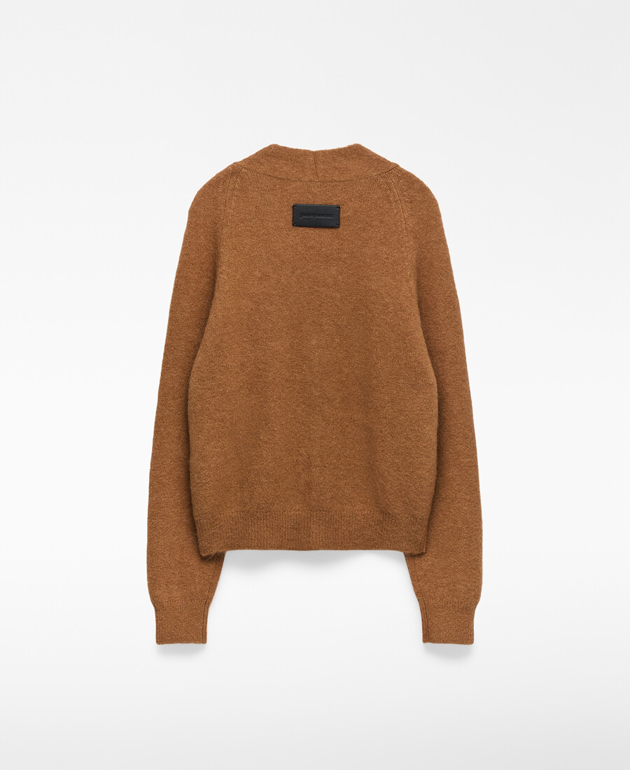 cardigan donna con scollo a v in maglia spazzolata