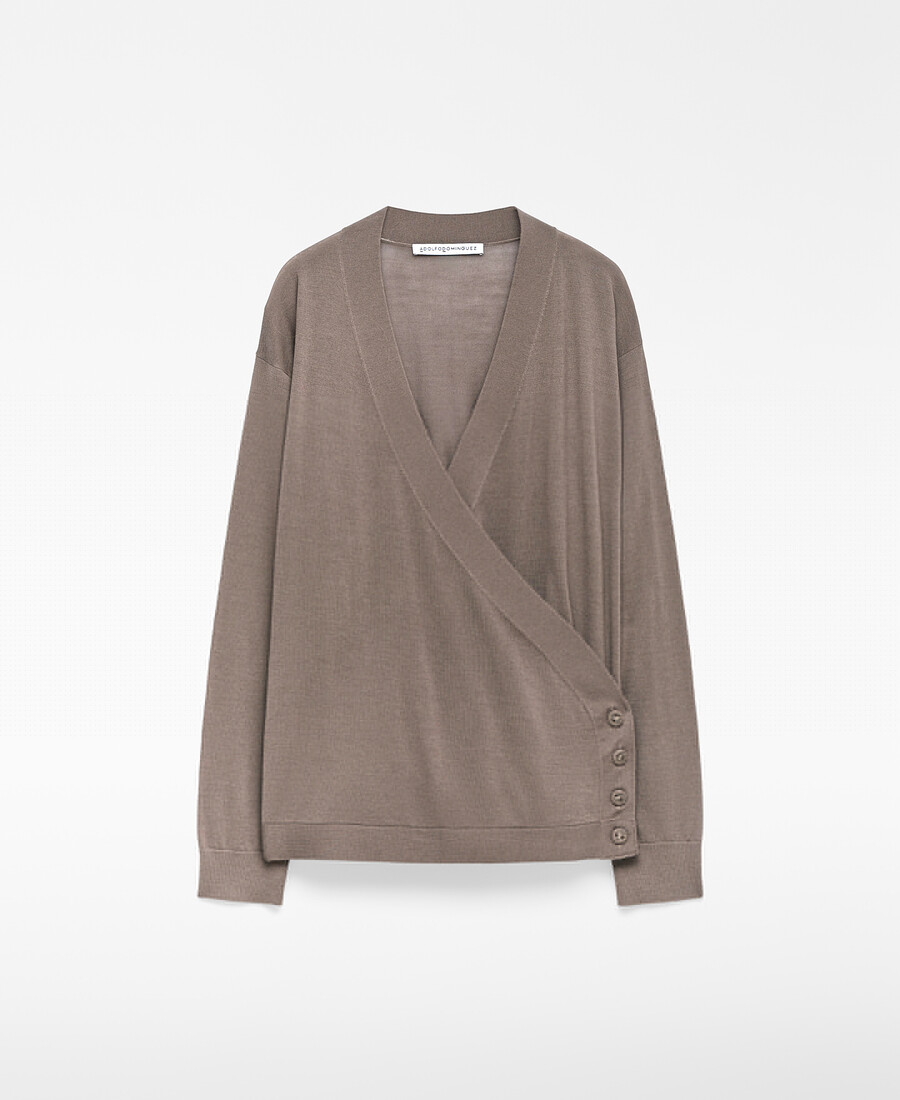 cardigan avvolgente in lana merino da donna