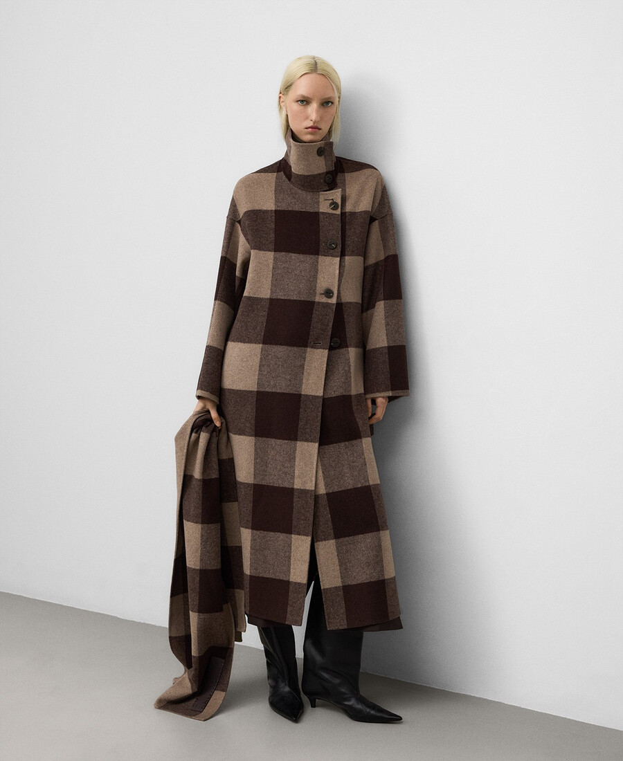cappotto donna a quadri double face