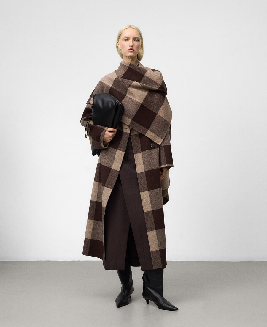 cappotto donna a quadri double face