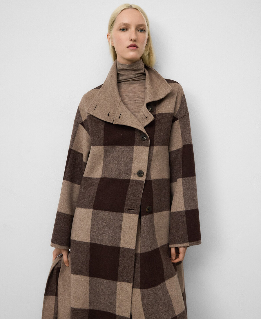 cappotto donna a quadri double face