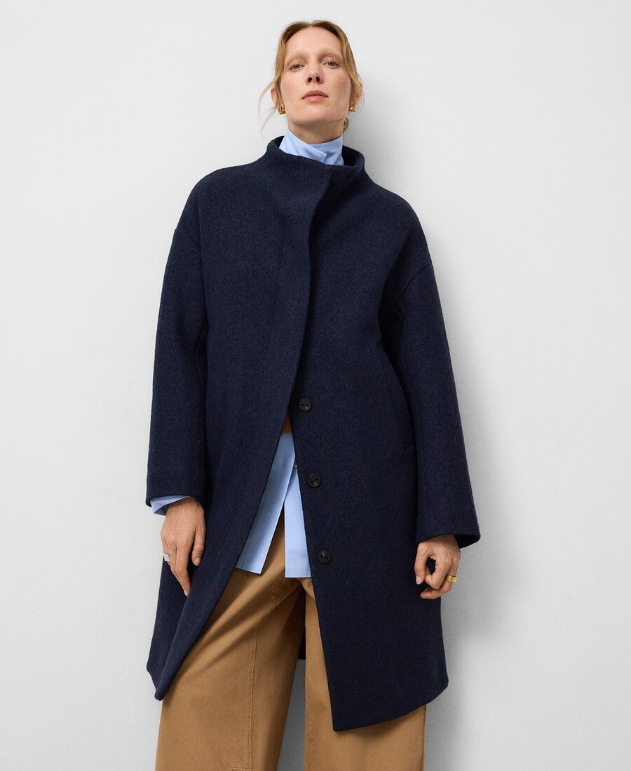 cappotto lungo con collo a imbuto da donna