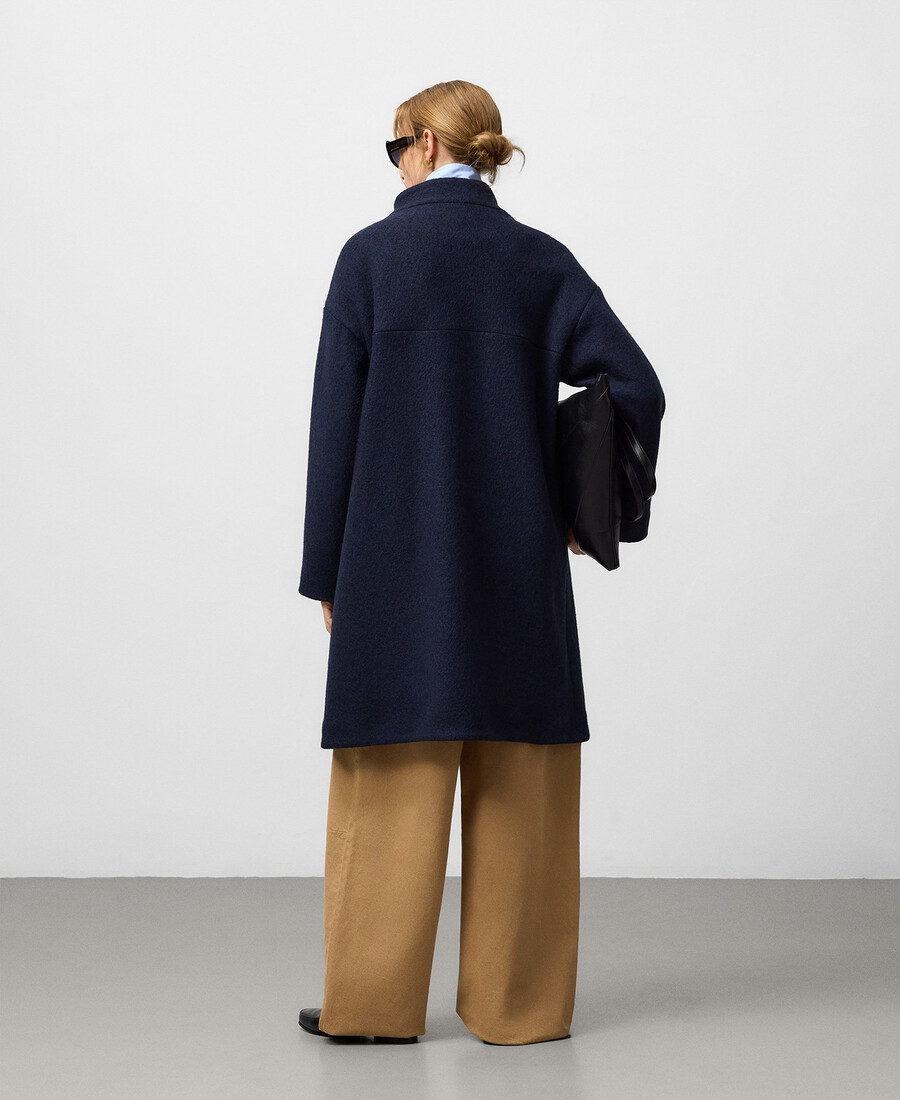 cappotto lungo con collo a imbuto da donna