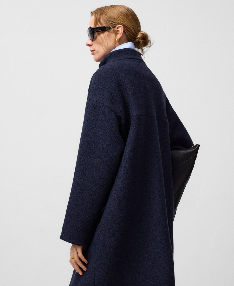 cappotto lungo con collo a imbuto da donna