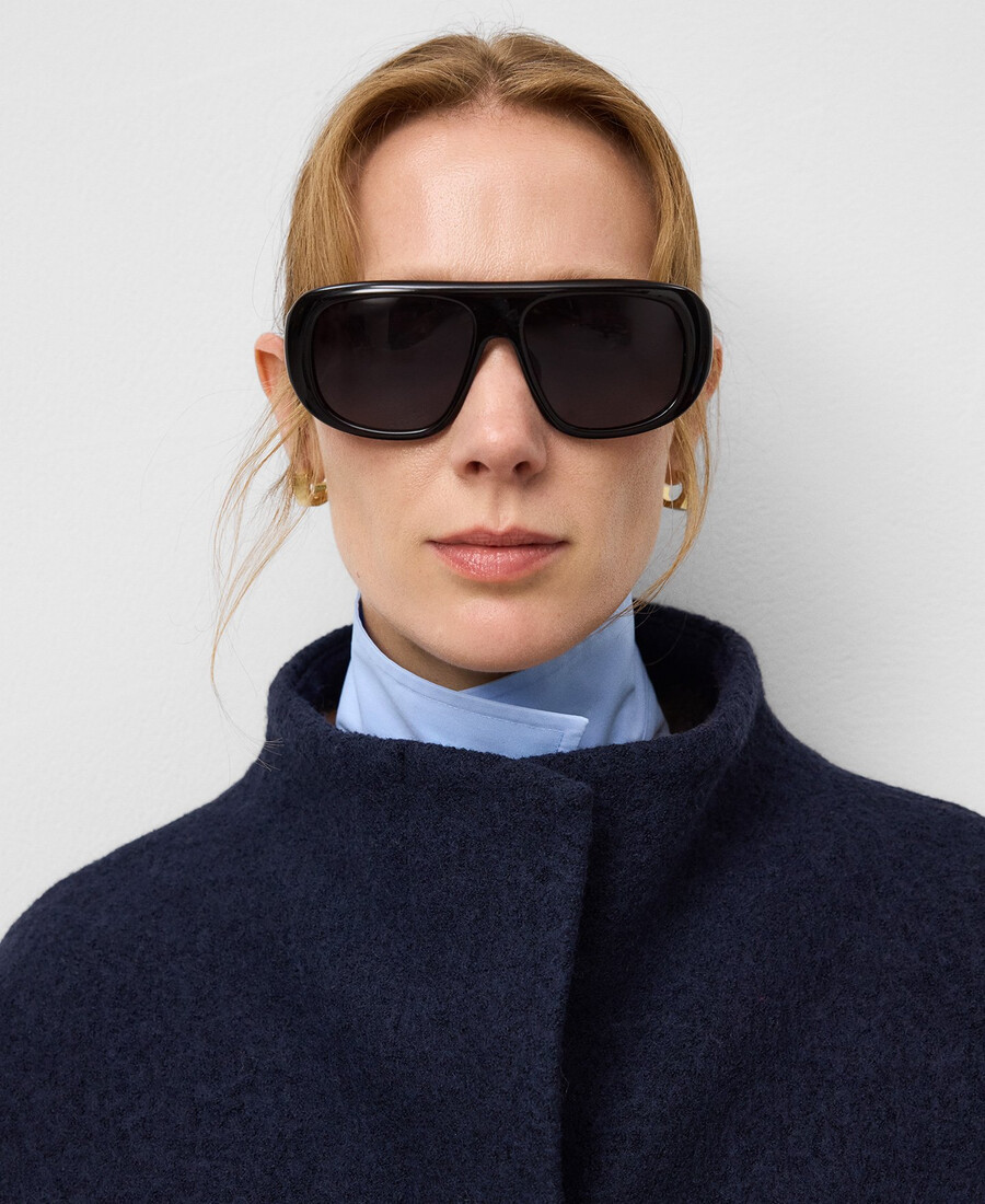 cappotto lungo con collo a imbuto da donna