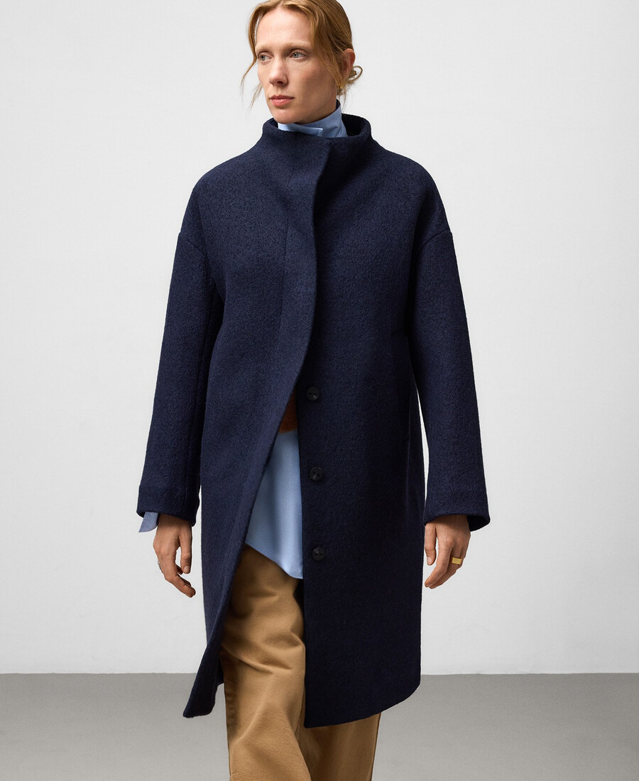 cappotto lungo con collo a imbuto da donna