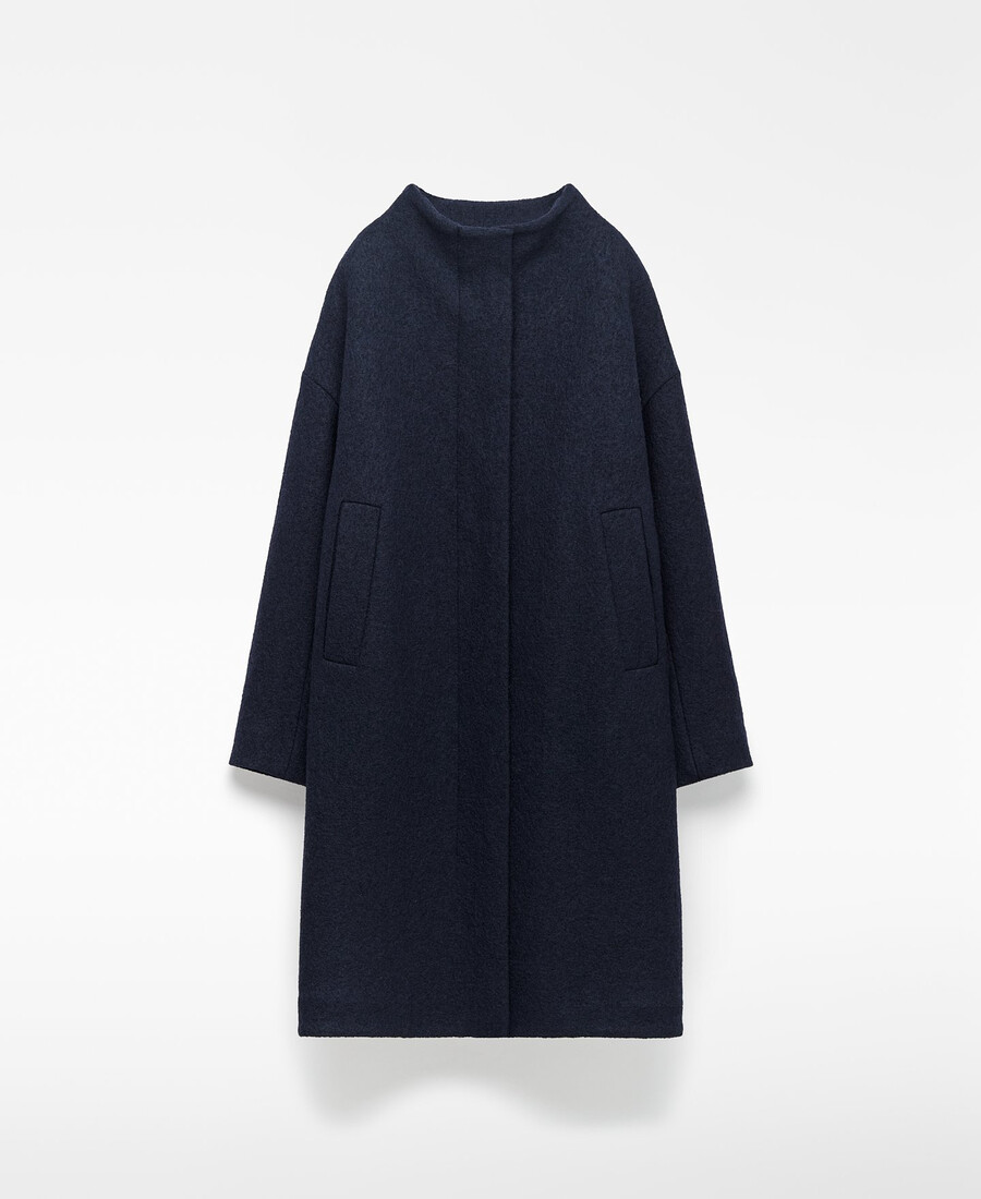 cappotto lungo con collo a imbuto da donna