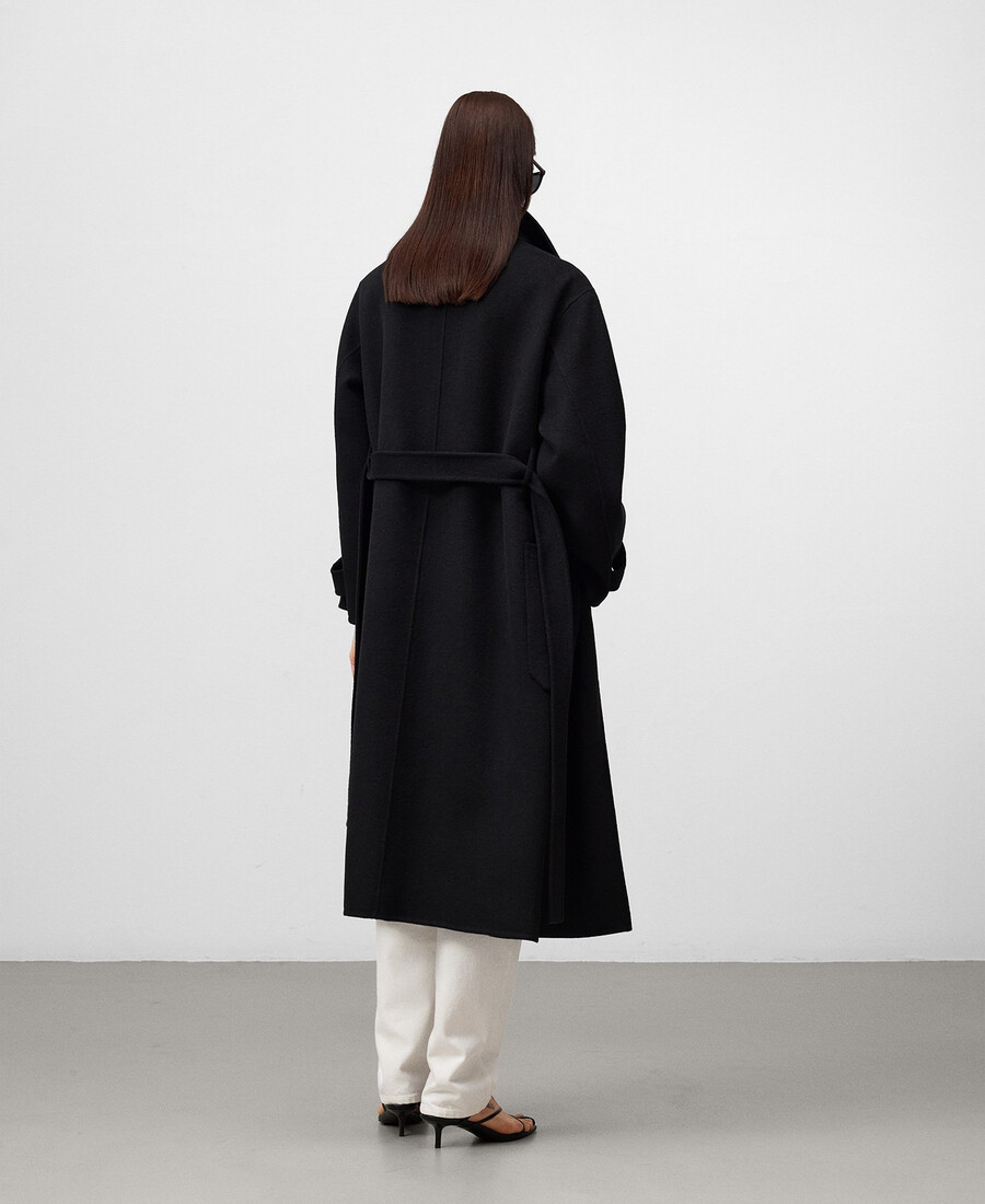 cappotto donna con collo a imbuto e incrocio sul davanti