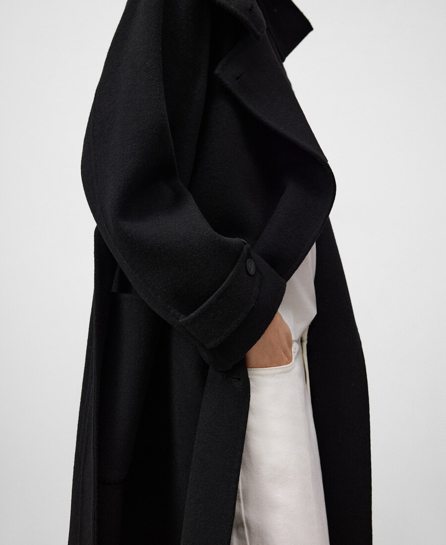 cappotto donna con collo a imbuto e incrocio sul davanti