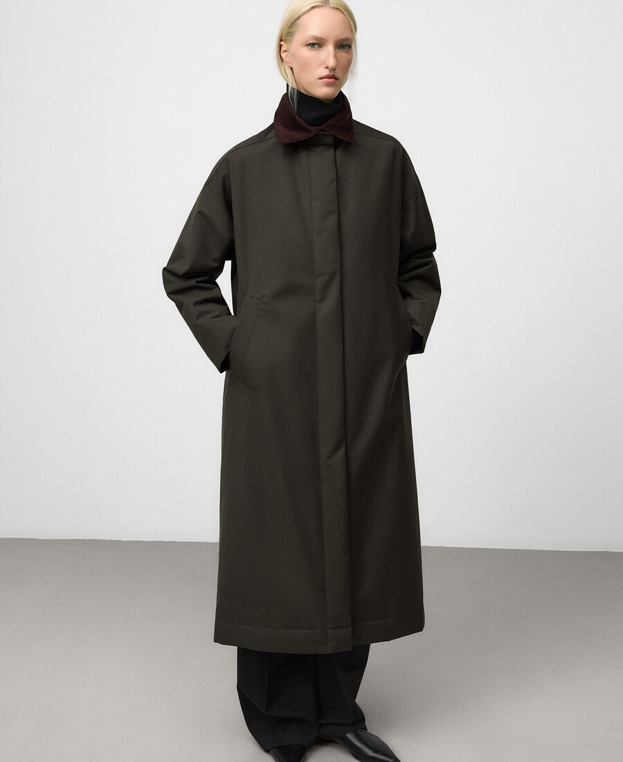 cappotto lungo da donna con collo alla francese