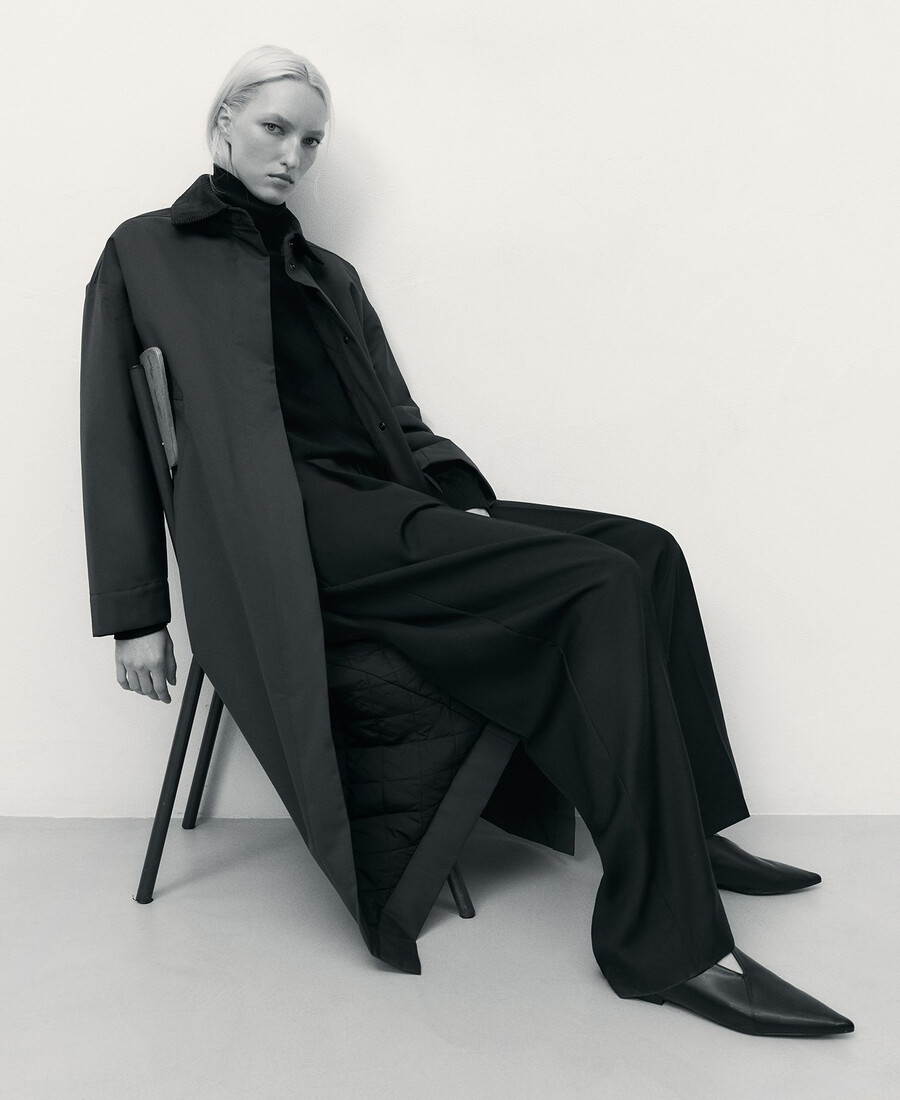 cappotto lungo da donna con collo alla francese