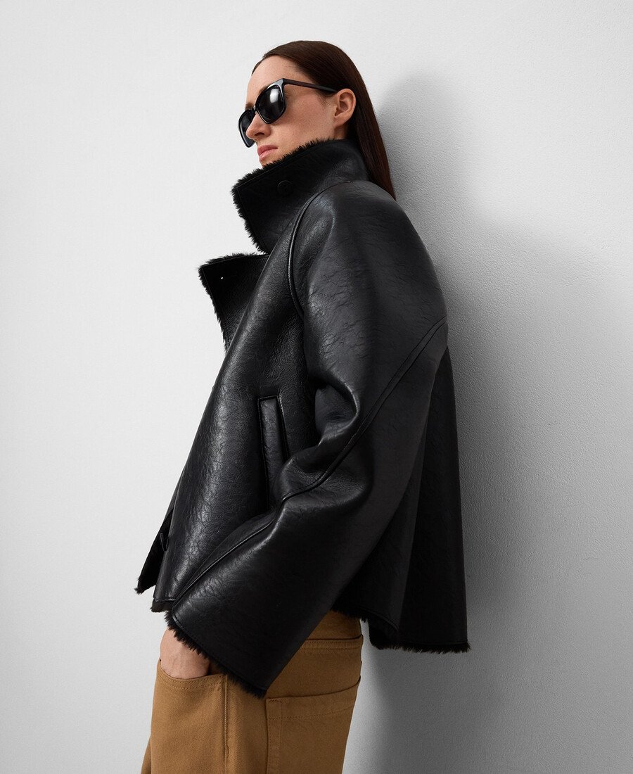 cappotto corto nero non in pelle da donna