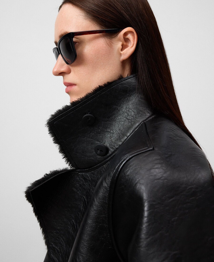 cappotto corto nero non in pelle da donna