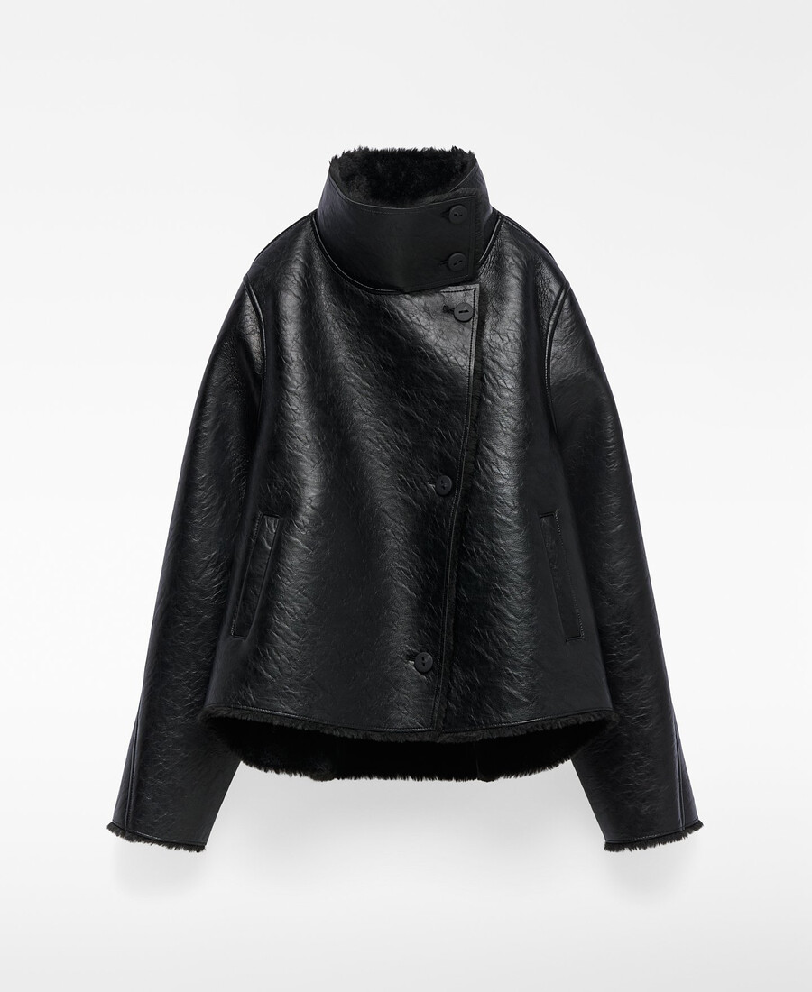 cappotto corto nero non in pelle da donna