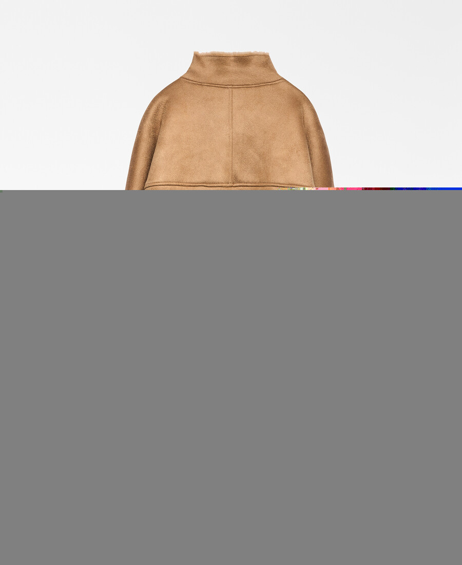 cappotto incrociato in finta pelle scamosciata da donna