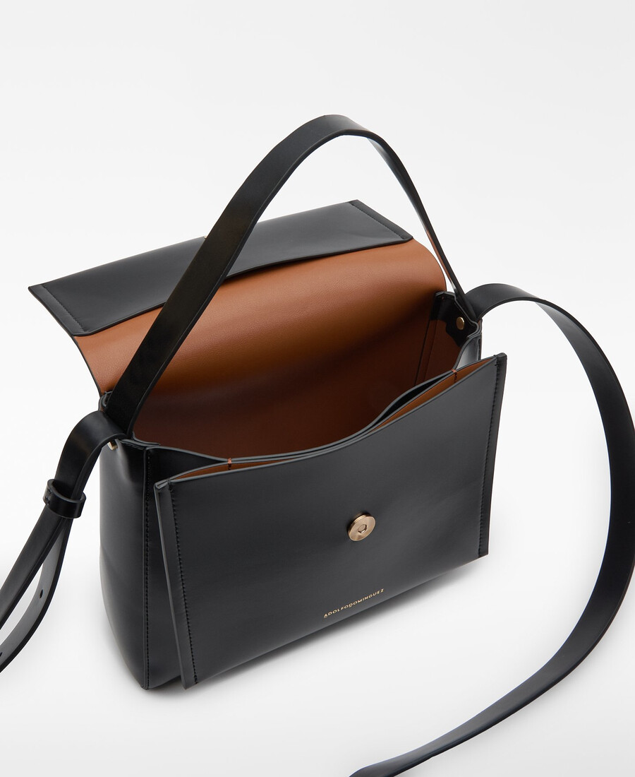 borsa a tracolla con patta in pelle e non in pelle da donna