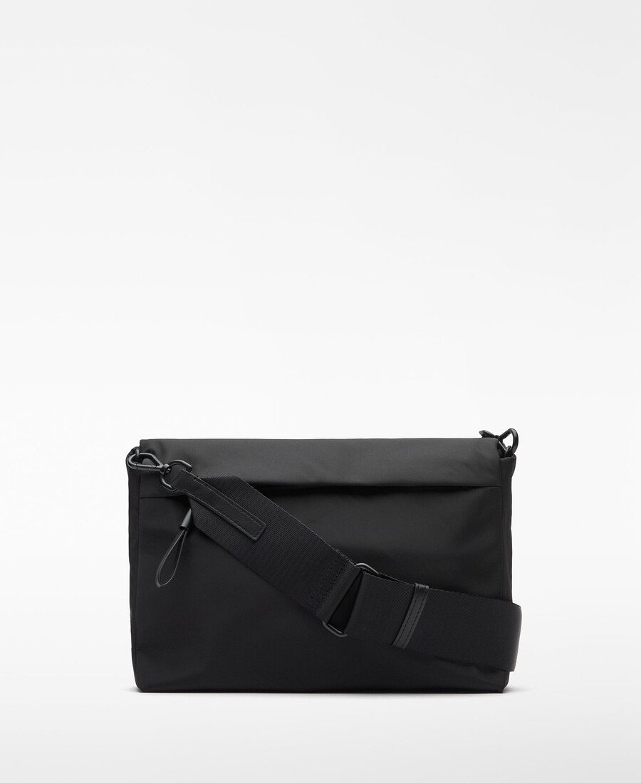 borsa a tracolla media con patta in nylon da donna