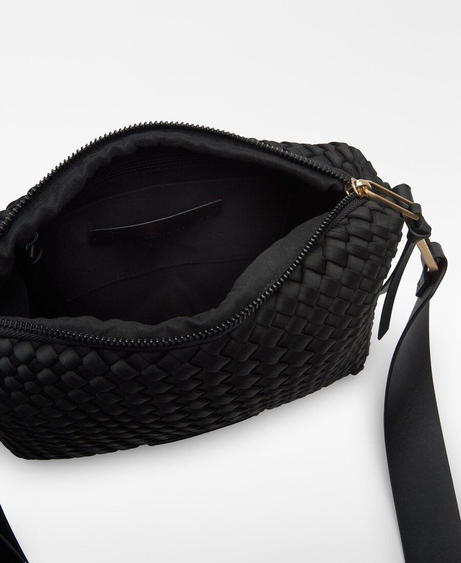 borsa a tracolla media in tessuto intrecciato da donna