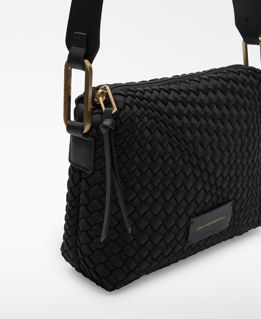 borsa a tracolla media in tessuto intrecciato da donna