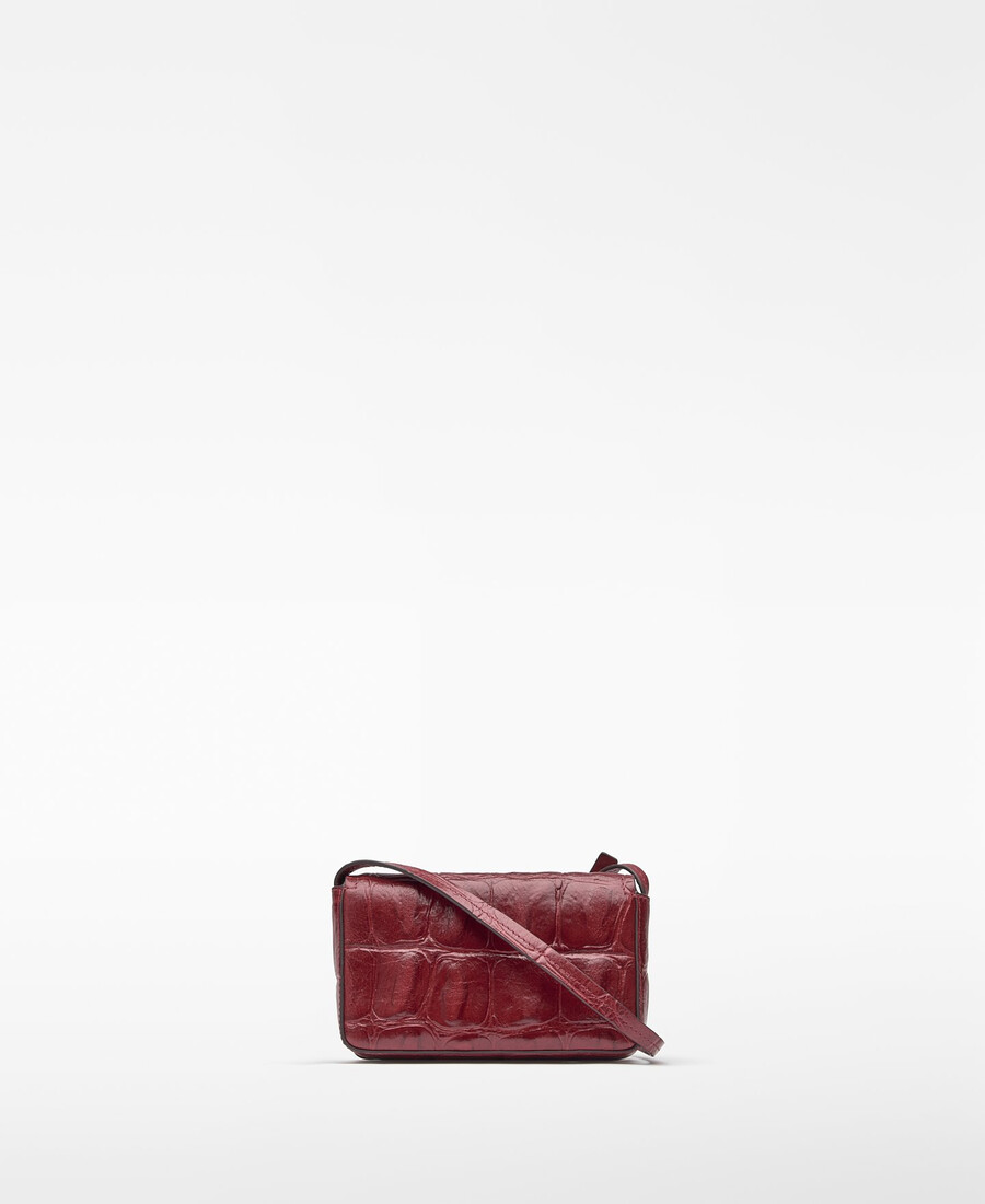 mini borsa a tracolla da donna con stampa coccodrillo in mica