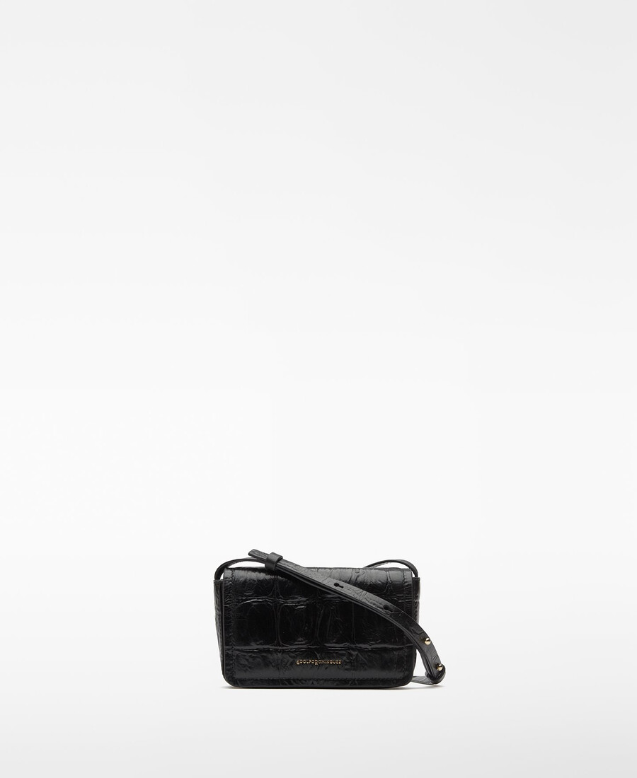 mini borsa a tracolla da donna con stampa coccodrillo in mica