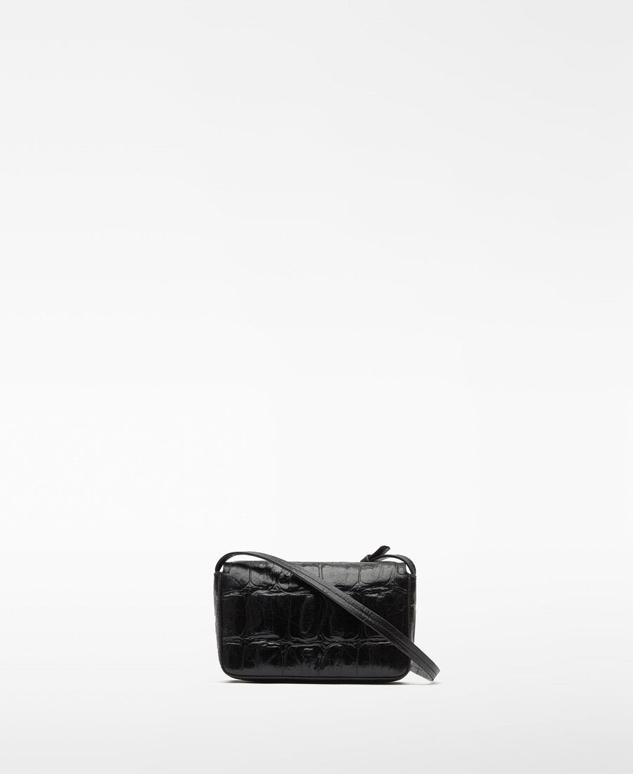 mini borsa a tracolla da donna con stampa coccodrillo in mica