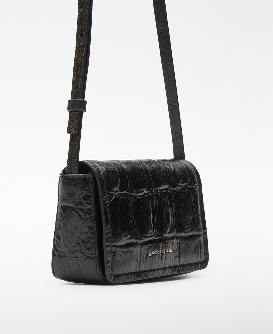 mini borsa a tracolla da donna con stampa coccodrillo in mica
