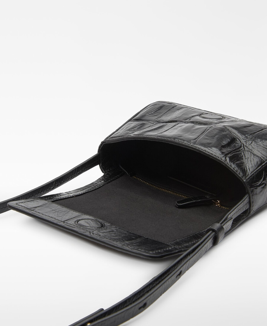 mini borsa a tracolla da donna con stampa coccodrillo in mica