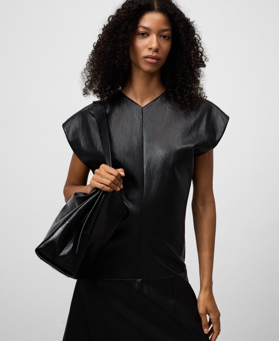 abito midi in pelle e non pelle da donna