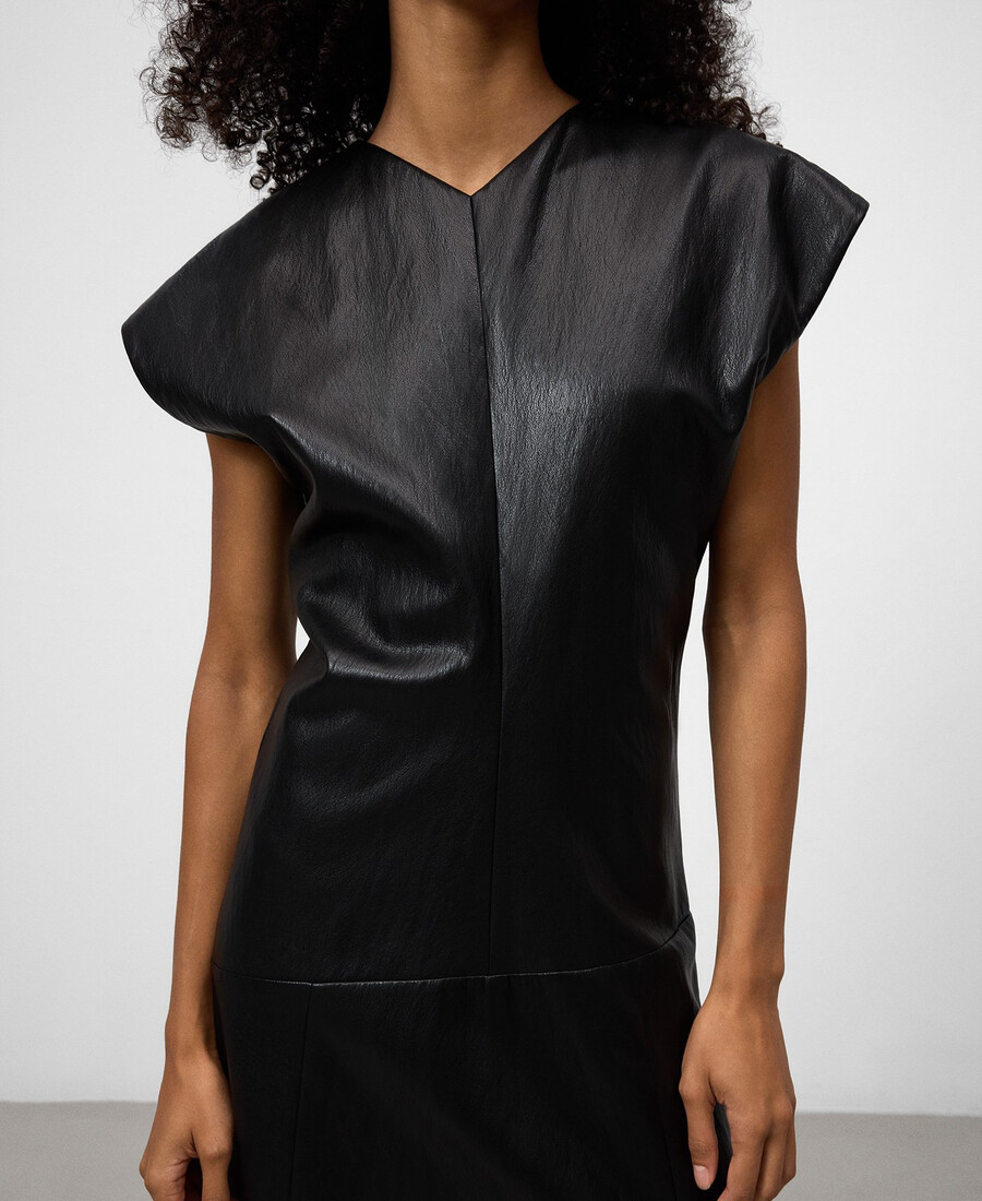 abito midi in pelle e non pelle da donna