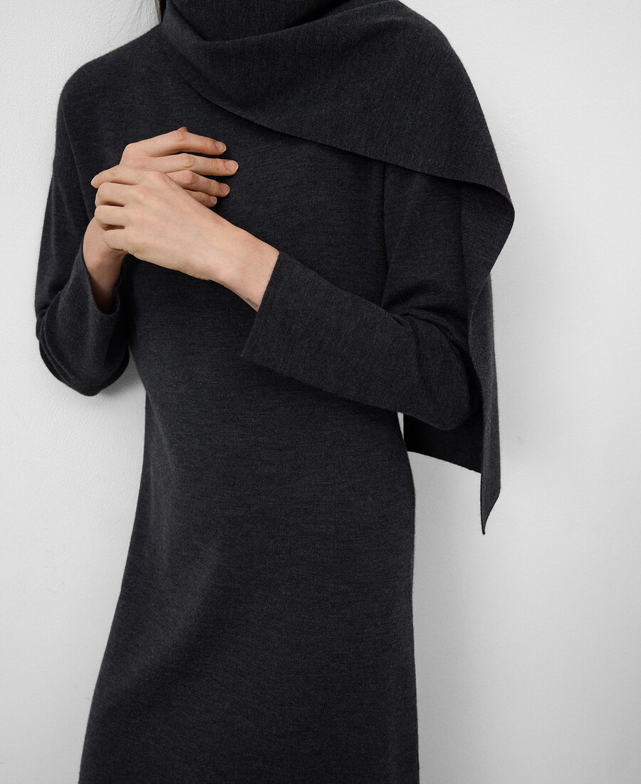 abito midi con collo a sciarpa da donna