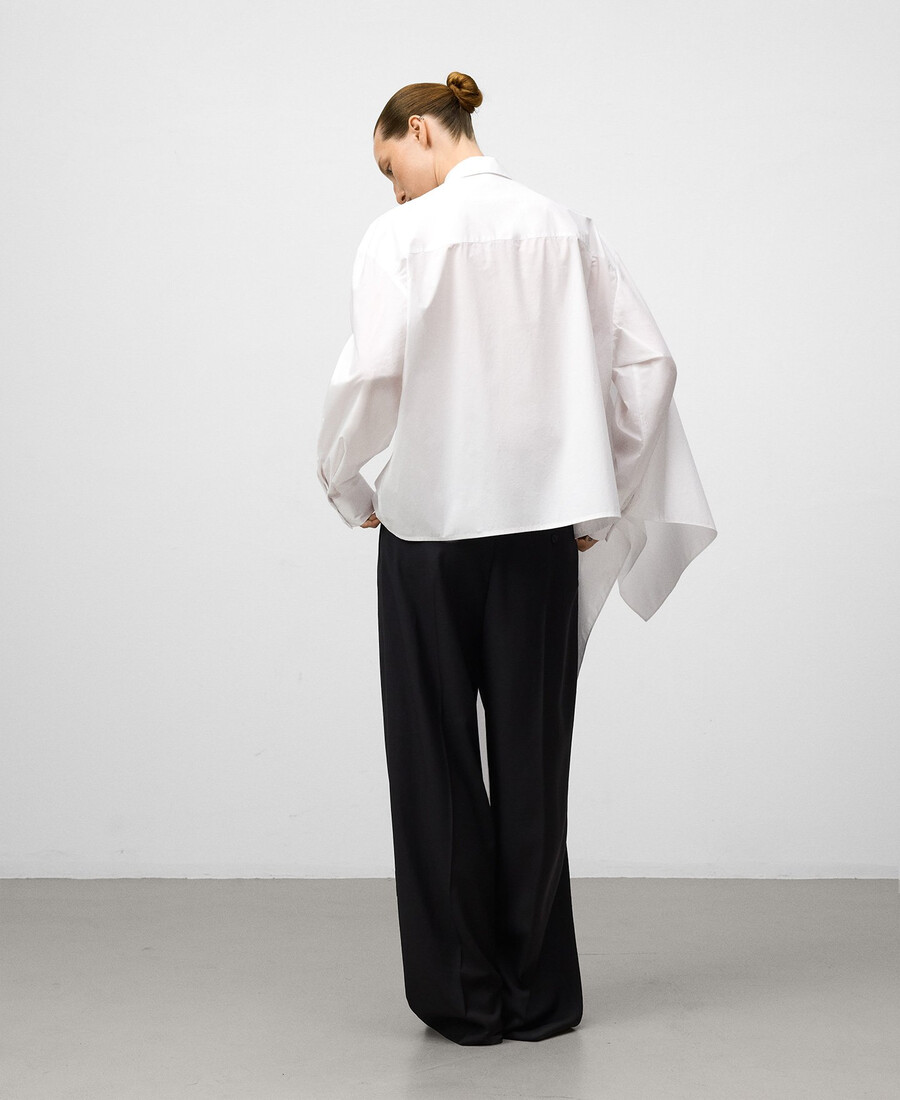 camicia con scialle sovrapposto donna