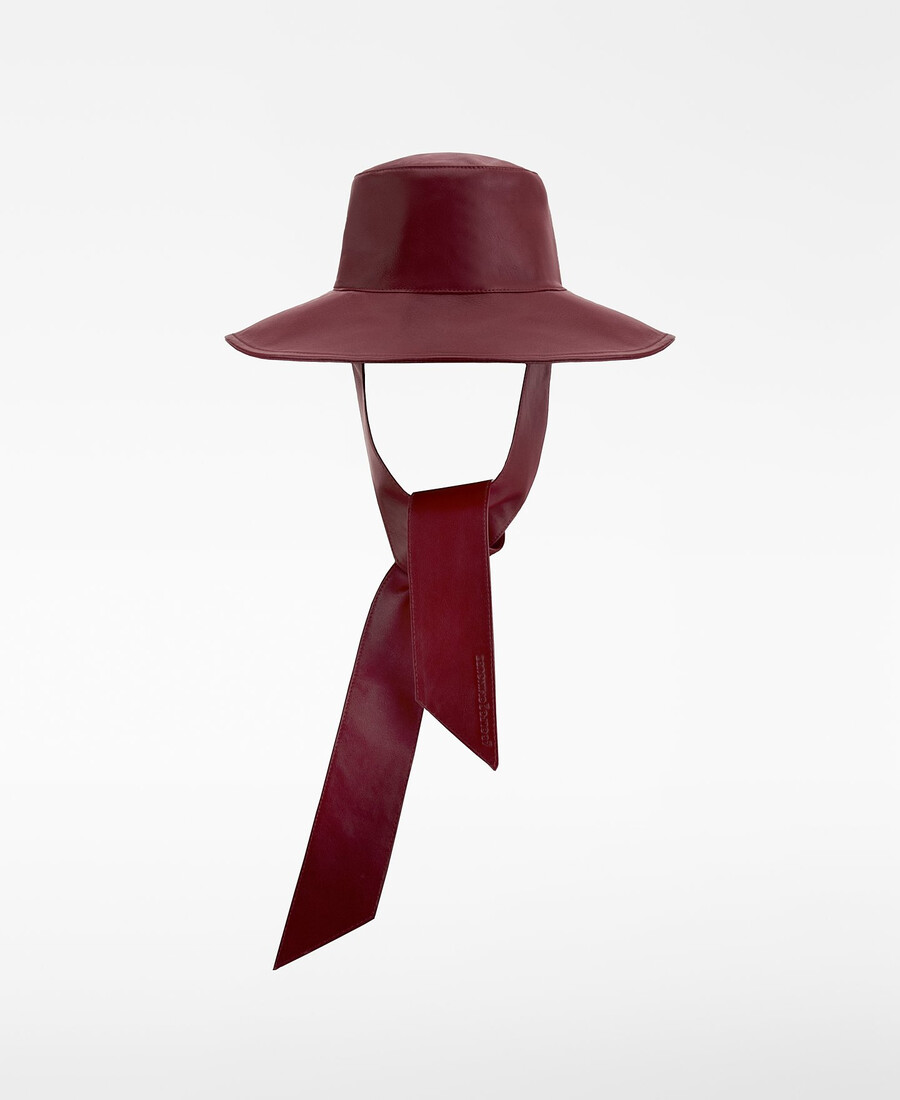 cappello da pescatore in pelle con cinturini da donna