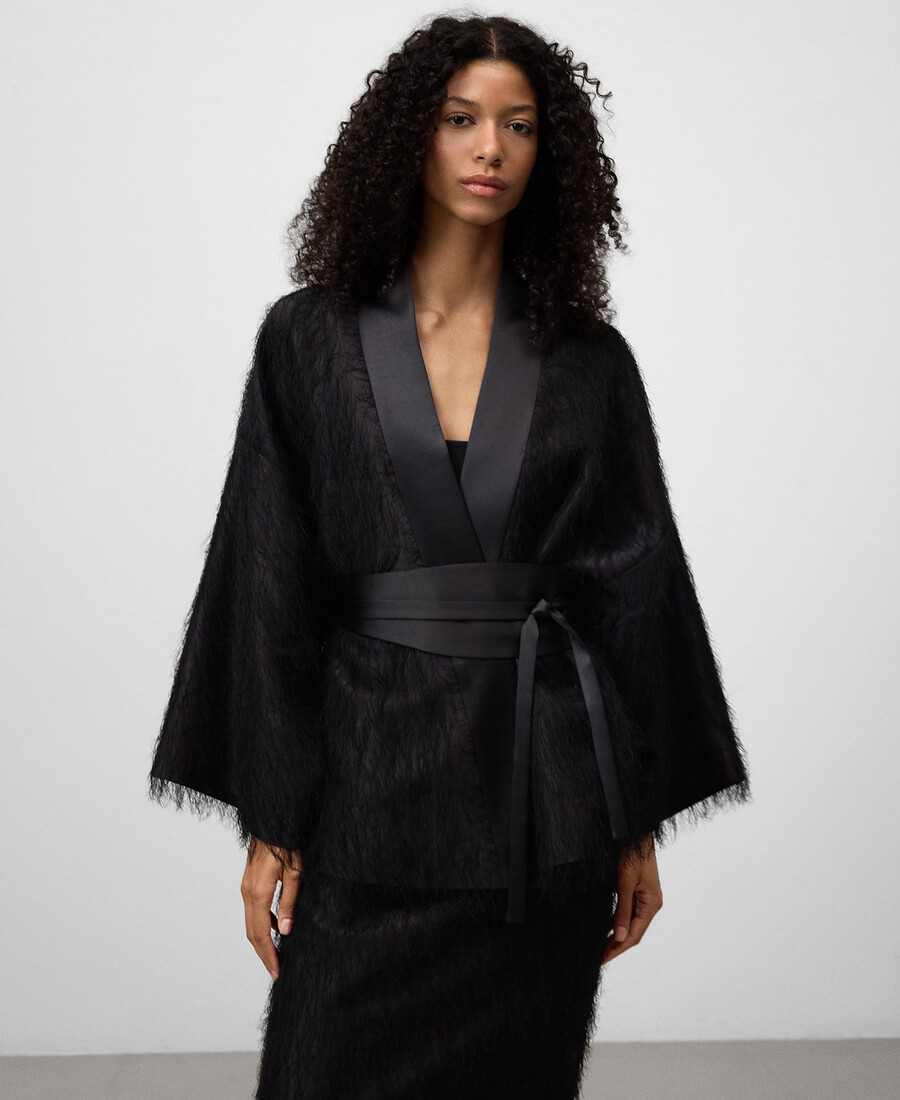 giacca kimono con frange da donna