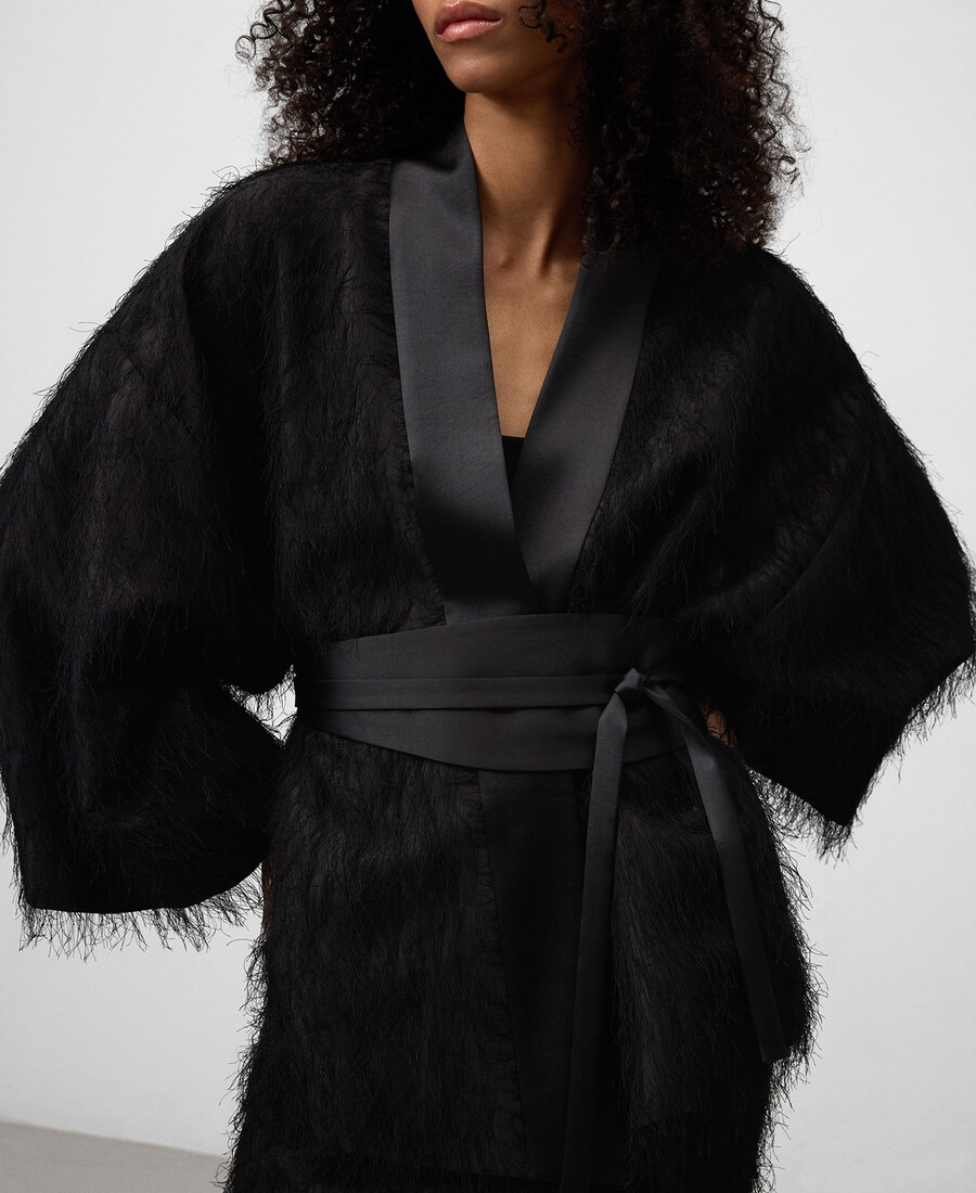 giacca kimono con frange da donna