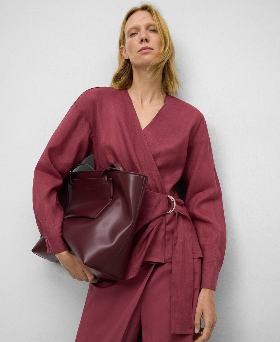camicia avvolgente in ramia da donna