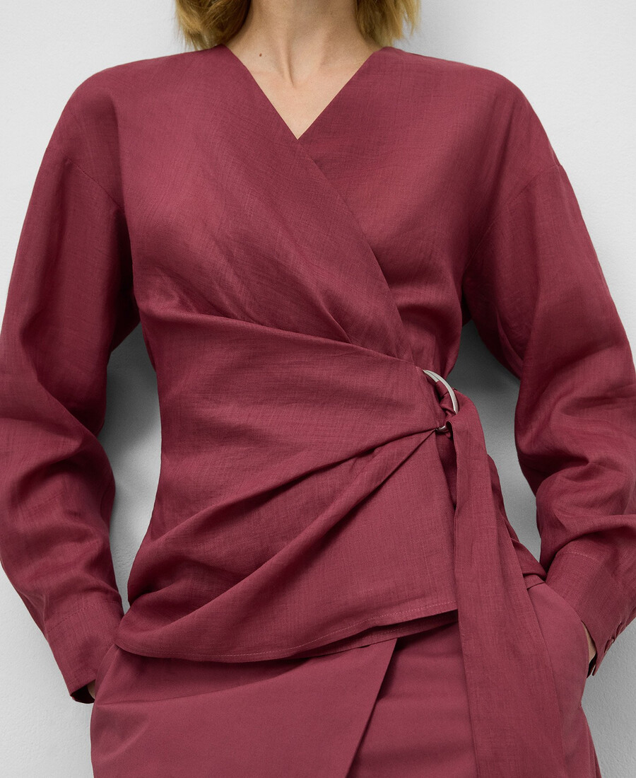 camicia avvolgente in ramia da donna