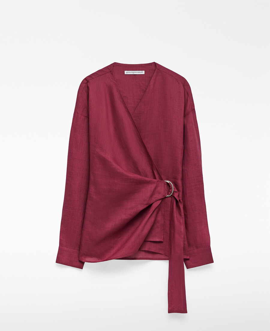 camicia avvolgente in ramia da donna