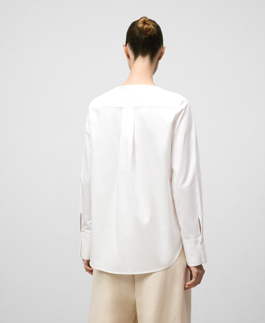camicia donna in cotone con scollo a barca