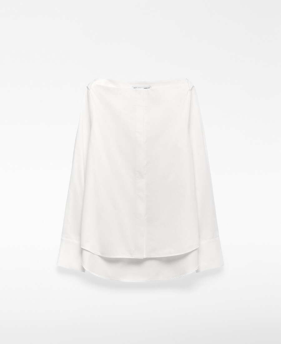 camicia donna in cotone con scollo a barca