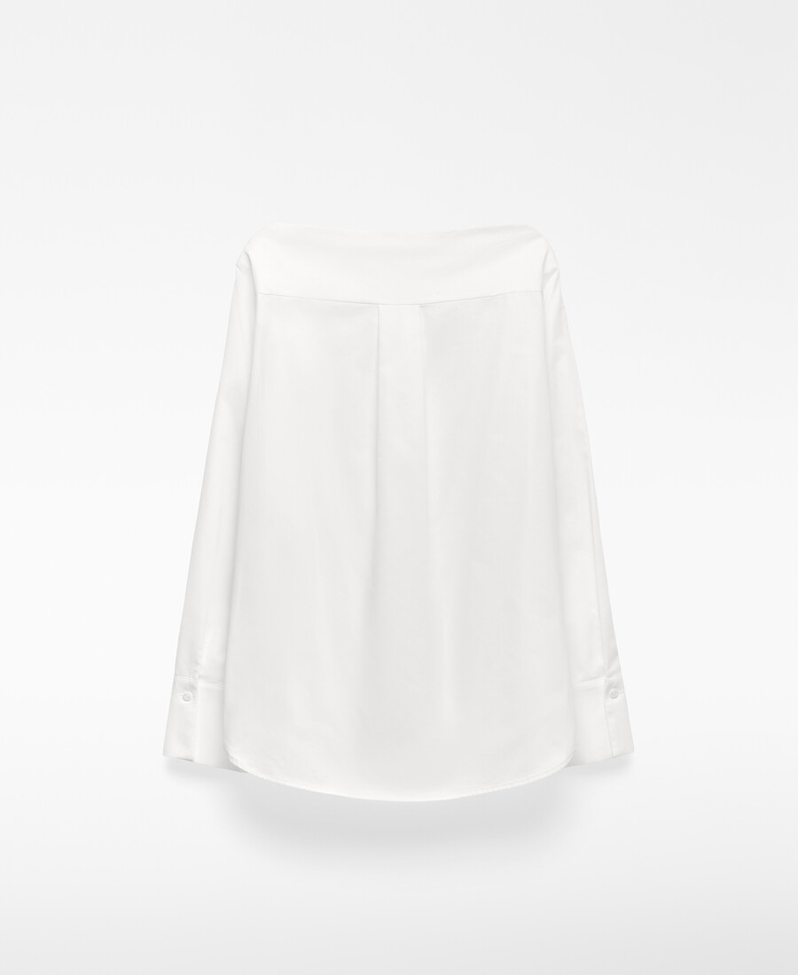 camicia donna in cotone con scollo a barca