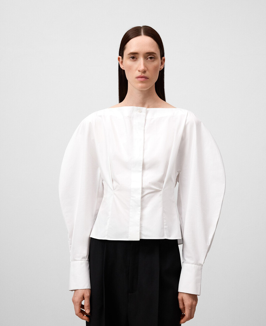 camicia a maniche a sbuffo da donna