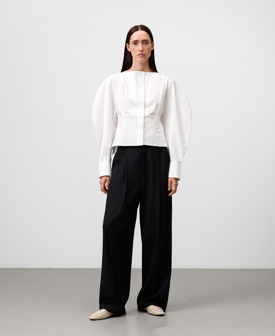 camicia a maniche a sbuffo da donna