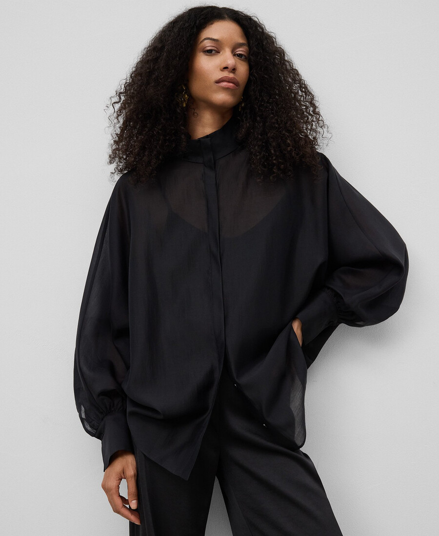 camicia semitrasparente oversize da donna