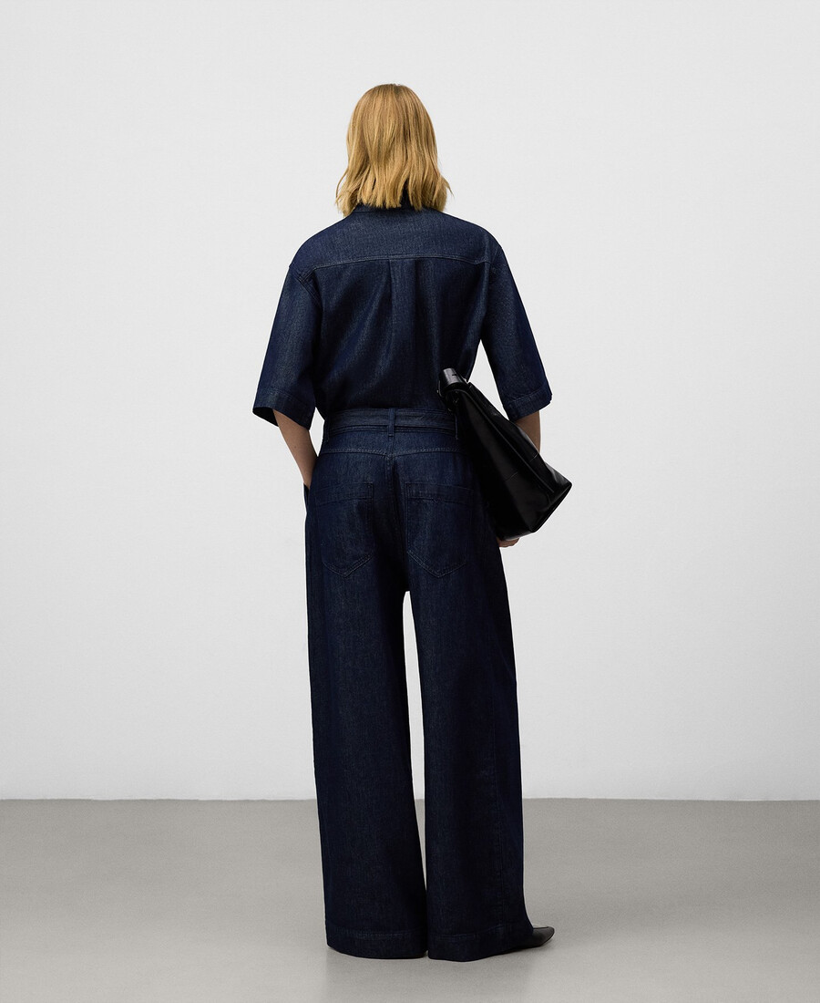 camicia da donna in denim di cotone a quadri