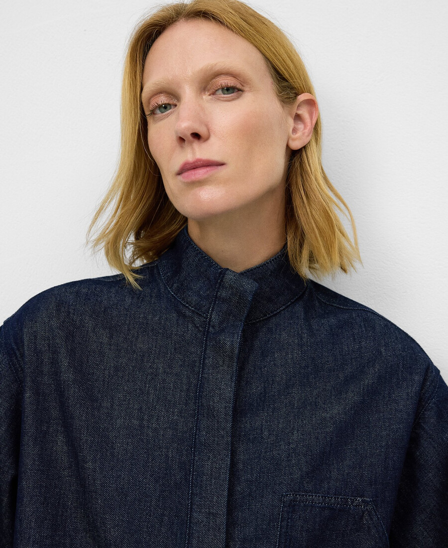camicia da donna in denim di cotone a quadri