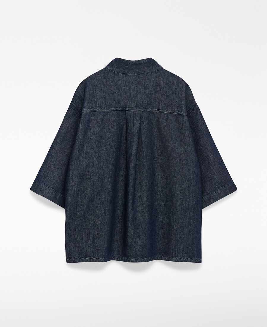 camicia da donna in denim di cotone a quadri