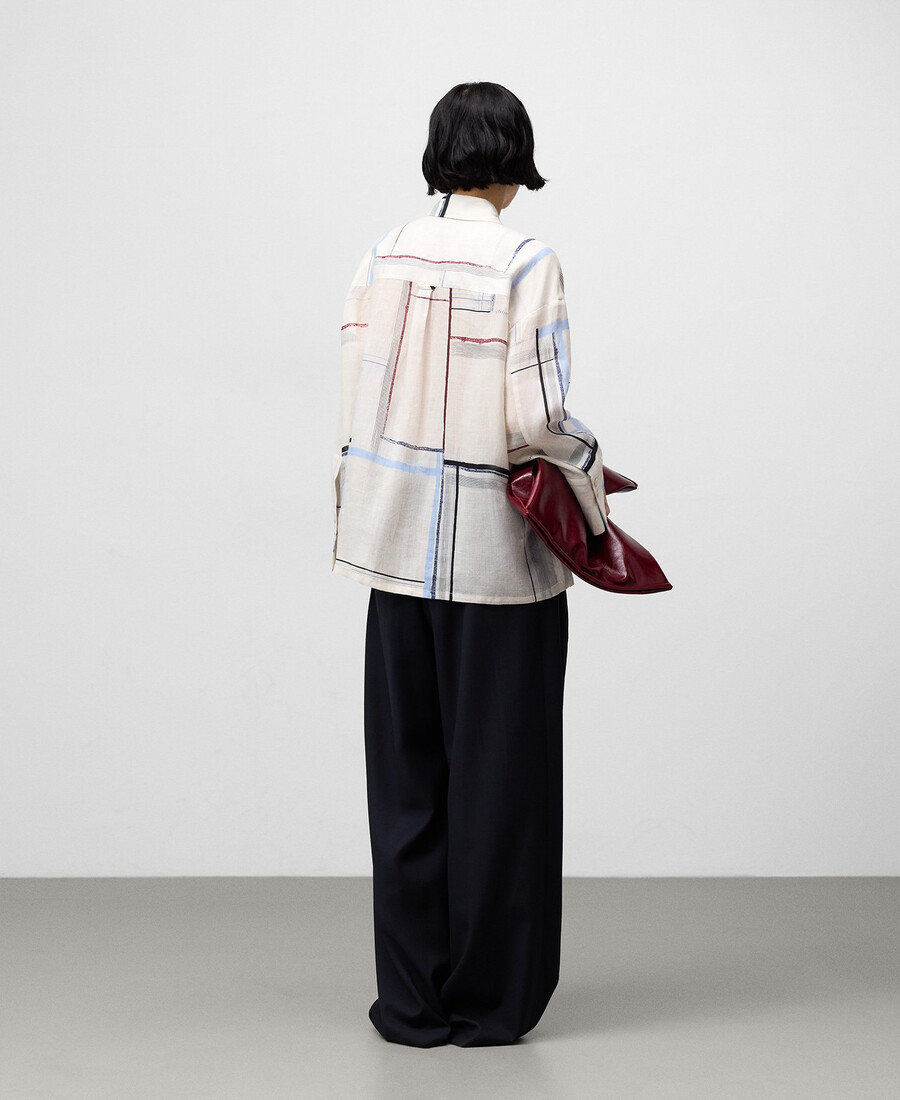 camicia oversize stampata in ramia da donna