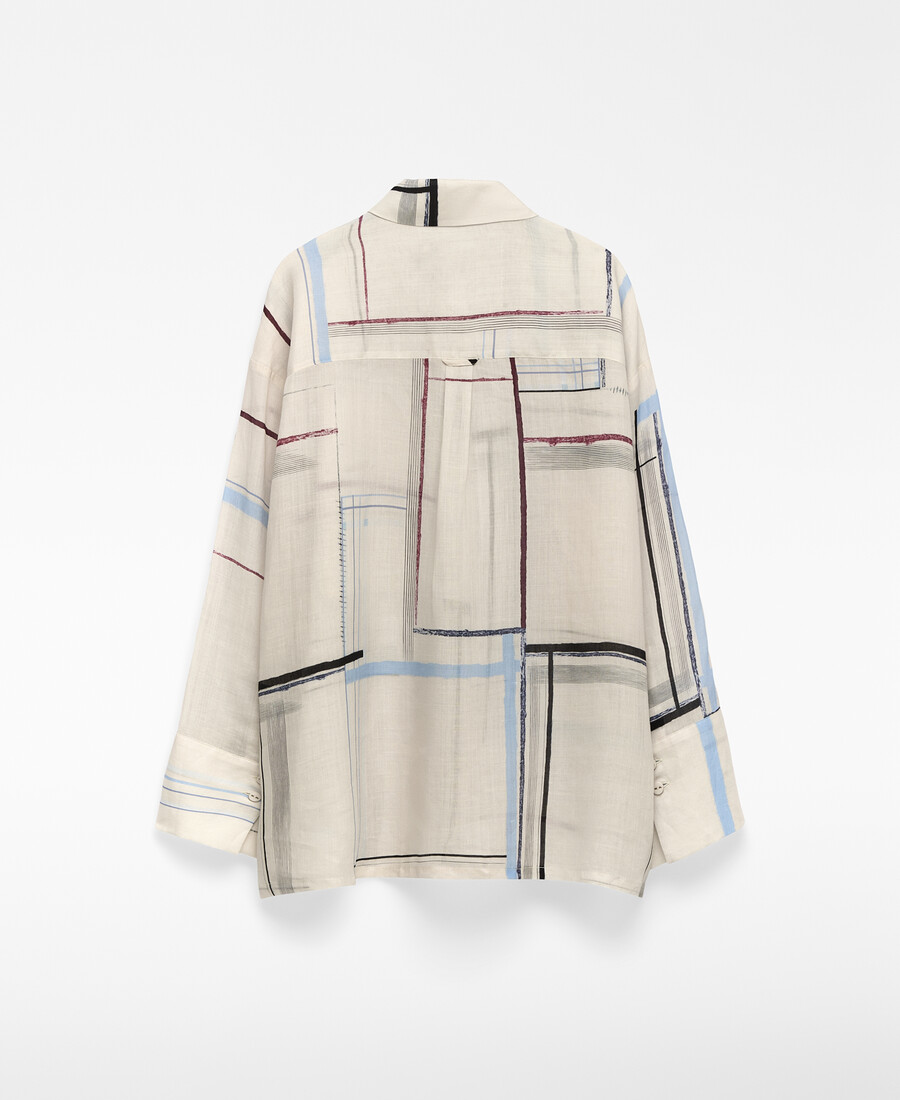 camicia oversize stampata in ramia da donna