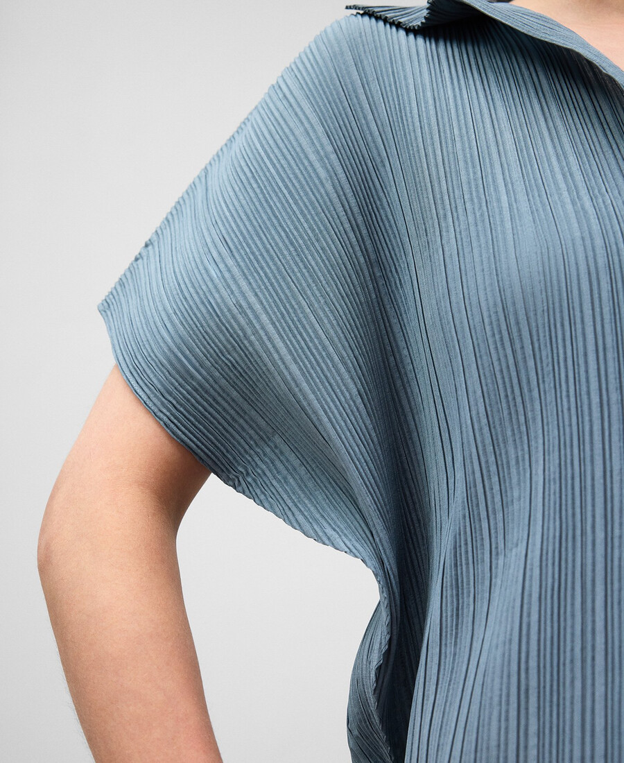 camicia a maniche corte stropicciata da donna